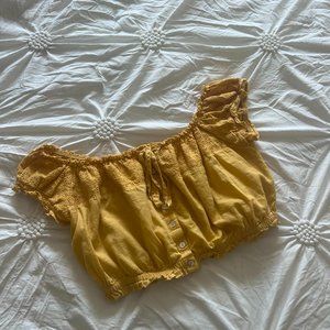 Off the Shoulder Eyelet Crop Top